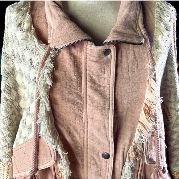 Free People Everything Nice Sugar Rose Pink Fringe Jacket M NWT - Picture 7 of 16